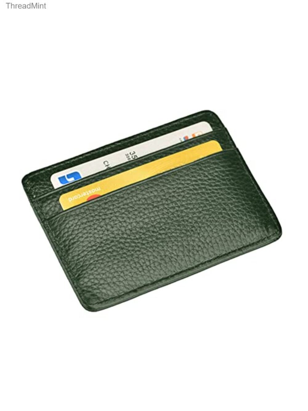 Genuine Leather Credit Card Holder Slim Minimalist Wallet with ID Window